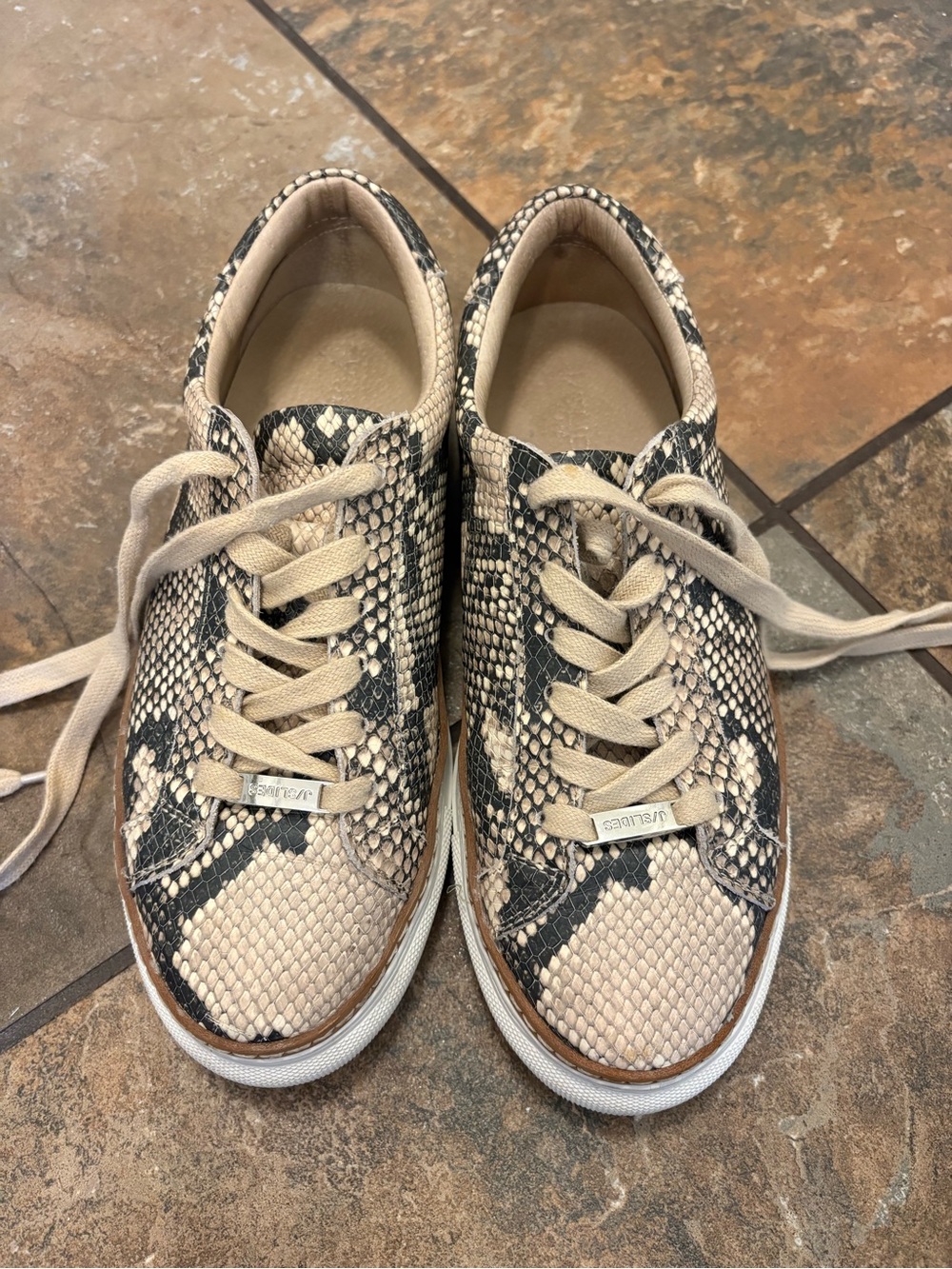 Womens J slides Beige Snake-Print Sneakers